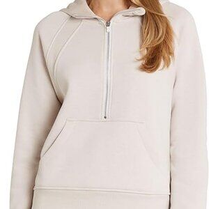 Danskin Women Plus Size XXL Mixed Rib Half Zip Tan Hoodie Sweatshirt NWT